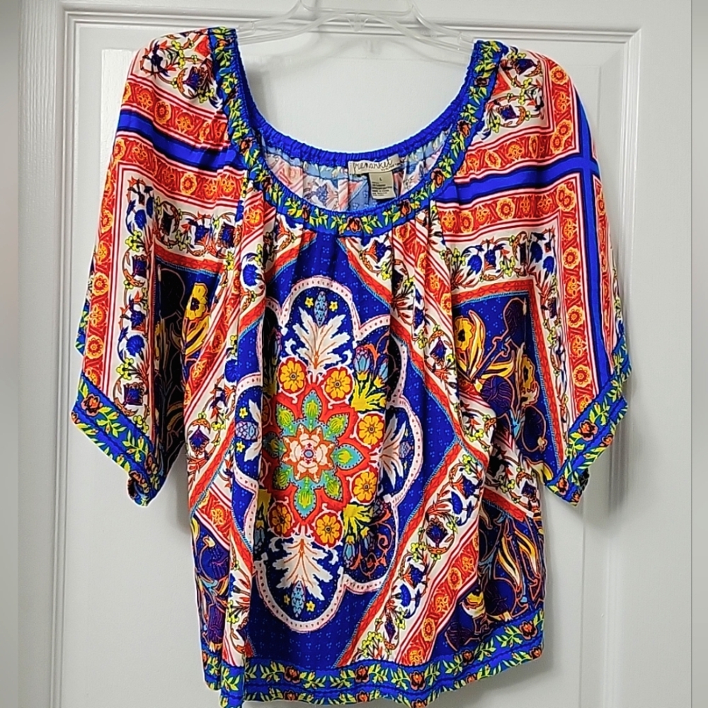 Free Market By Flying Tomato Women's Multicolor Off The Shoulder Boho Top Size L